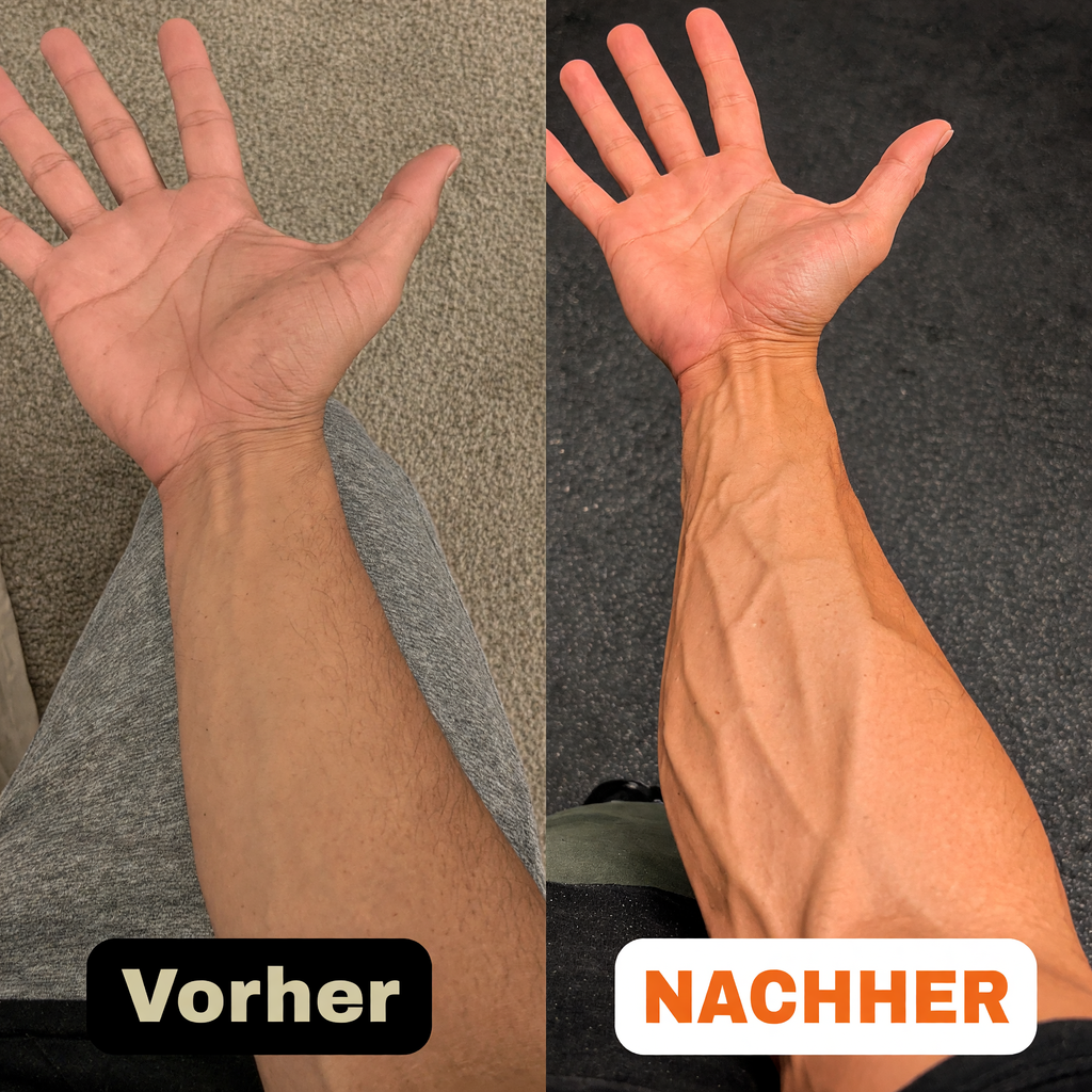 Vorher-nachher-Vergleich des Unterarms